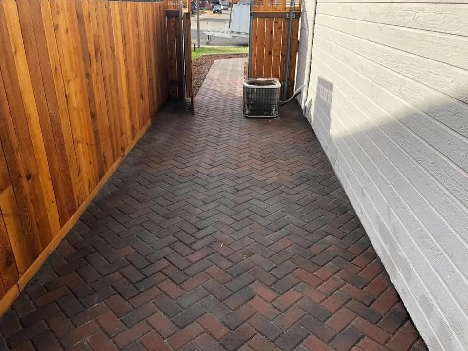 boise idaho custom paver walkway to driveway side yard landscaping photo 1