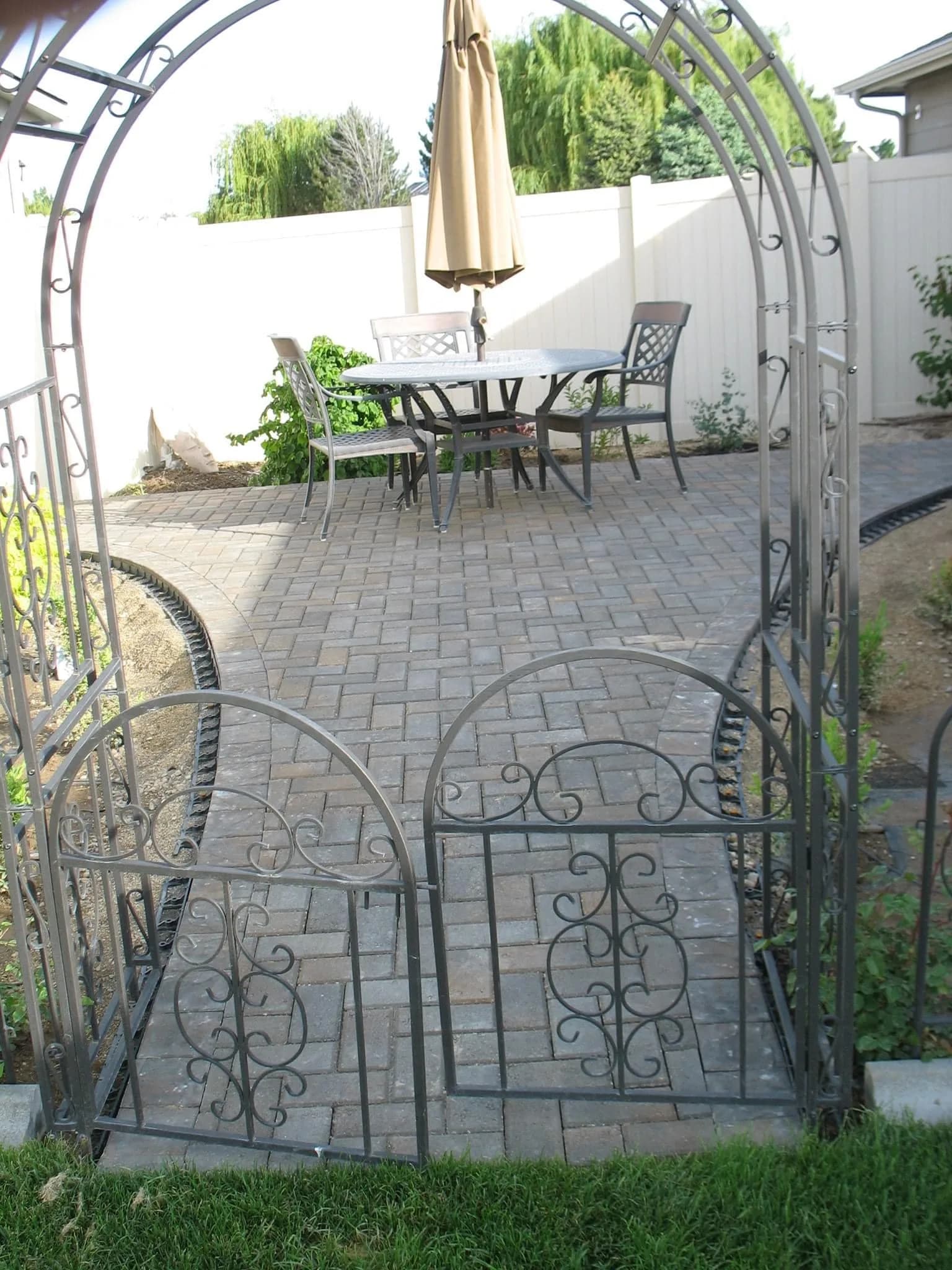 eagle idaho garden dining retreat custom pavers with edging metal garden arches with gateway photo 1