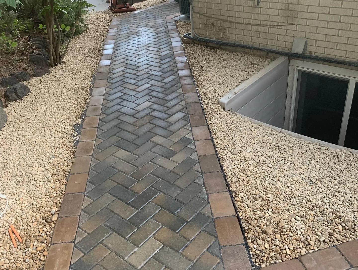 herringbone paver walkway design and installation meridian id