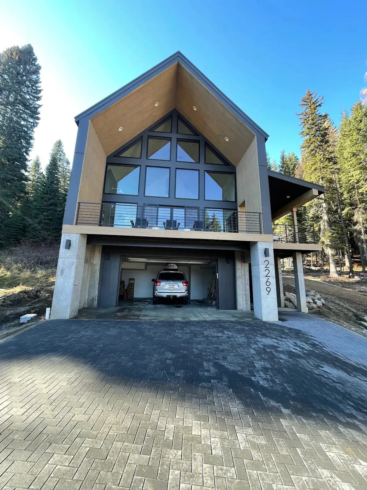 modern herringbone paver patio and driveway installation mountain home