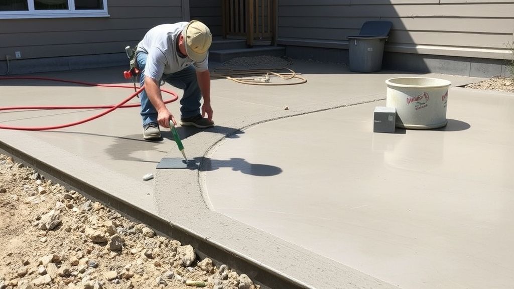 Contractor Installing Concrete Patio – 208 Specialties Boise ID