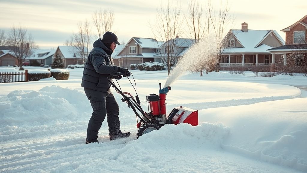 Worker Using Snow Blower On Driveway – 208 Specialties Boise ID